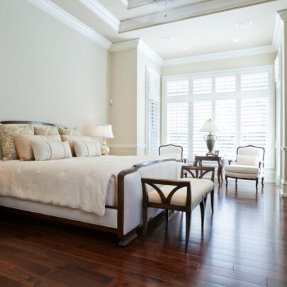 1 plantation shutters on arched window in sitting room