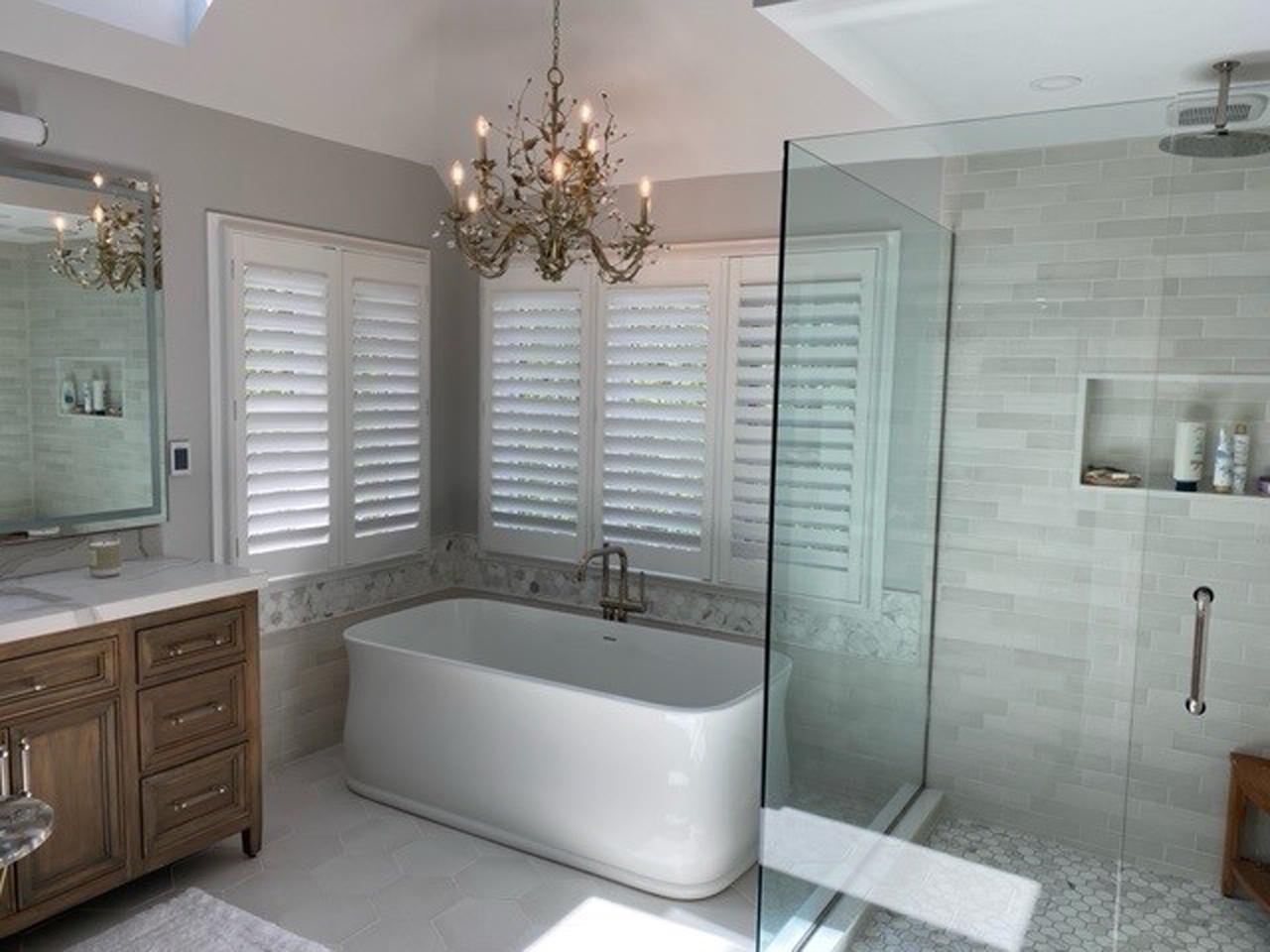 interior shutters on bathroom windows