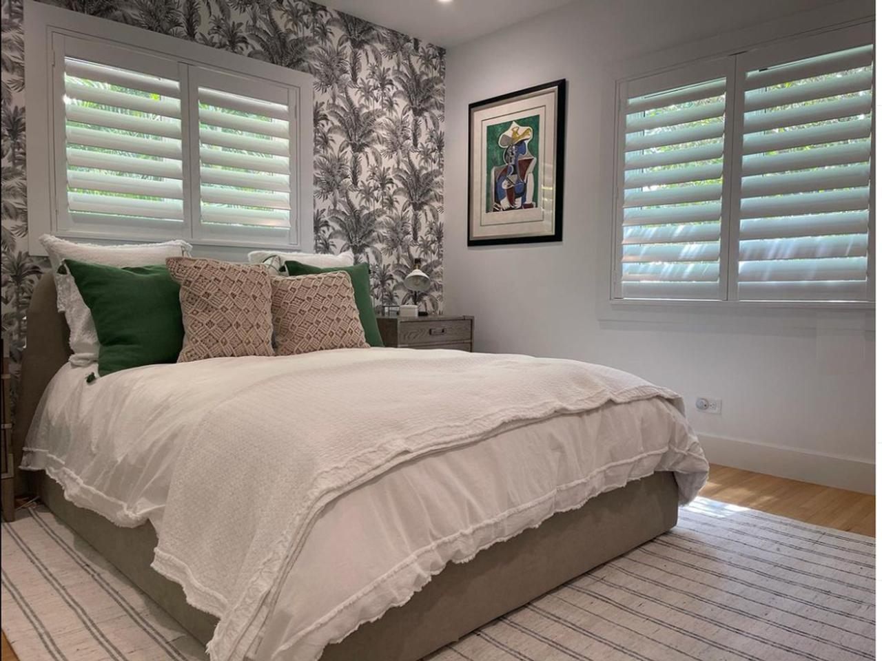 Louverwood shutters in a bedroom
