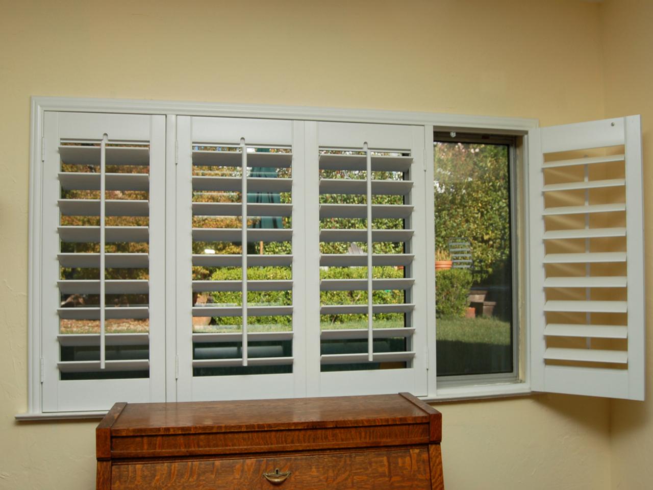 closeup interior window shutters