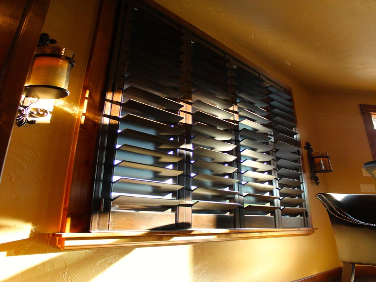 closeup interior window shutters