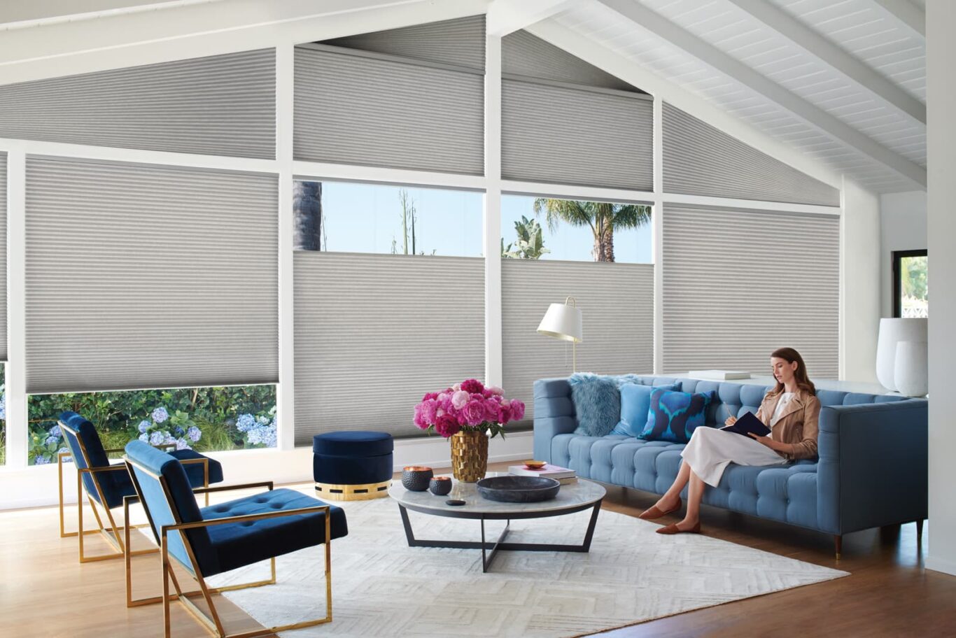 Duette Honeycomb Shades calypso livingroom model Duette® Honeycomb Shades
