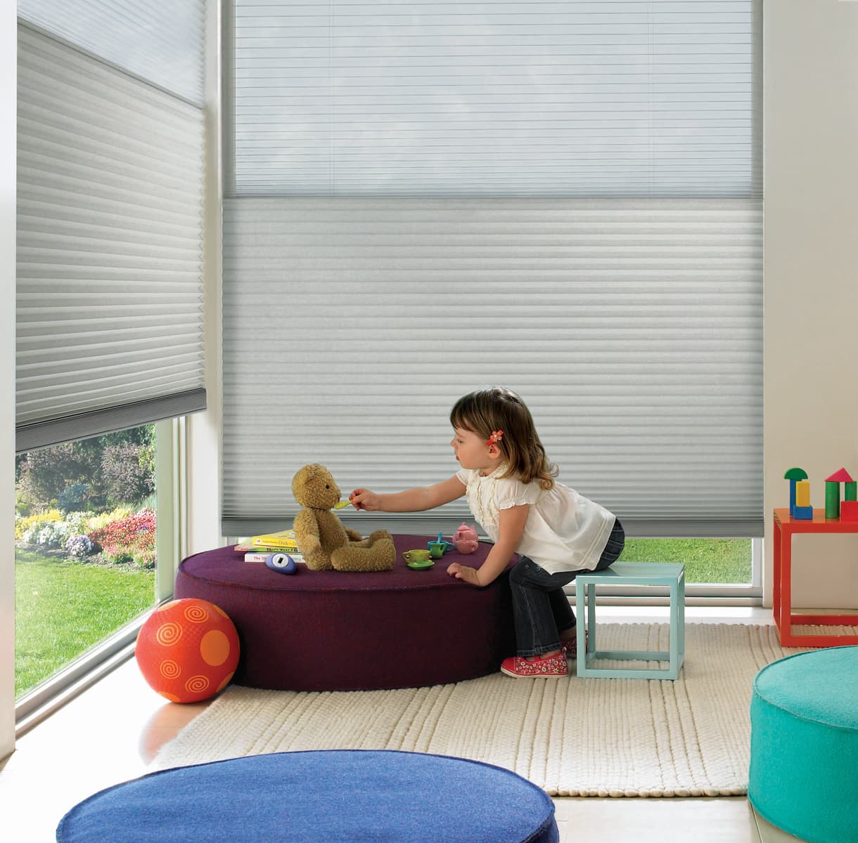 nursery windows with wood blinds
