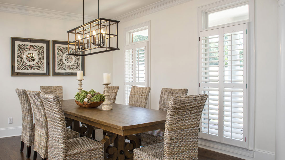 Louver Shop Heritage Wood Shutters installation - Home Office - Wichita 2024 - 010 Heritage Shutters in Dining Room