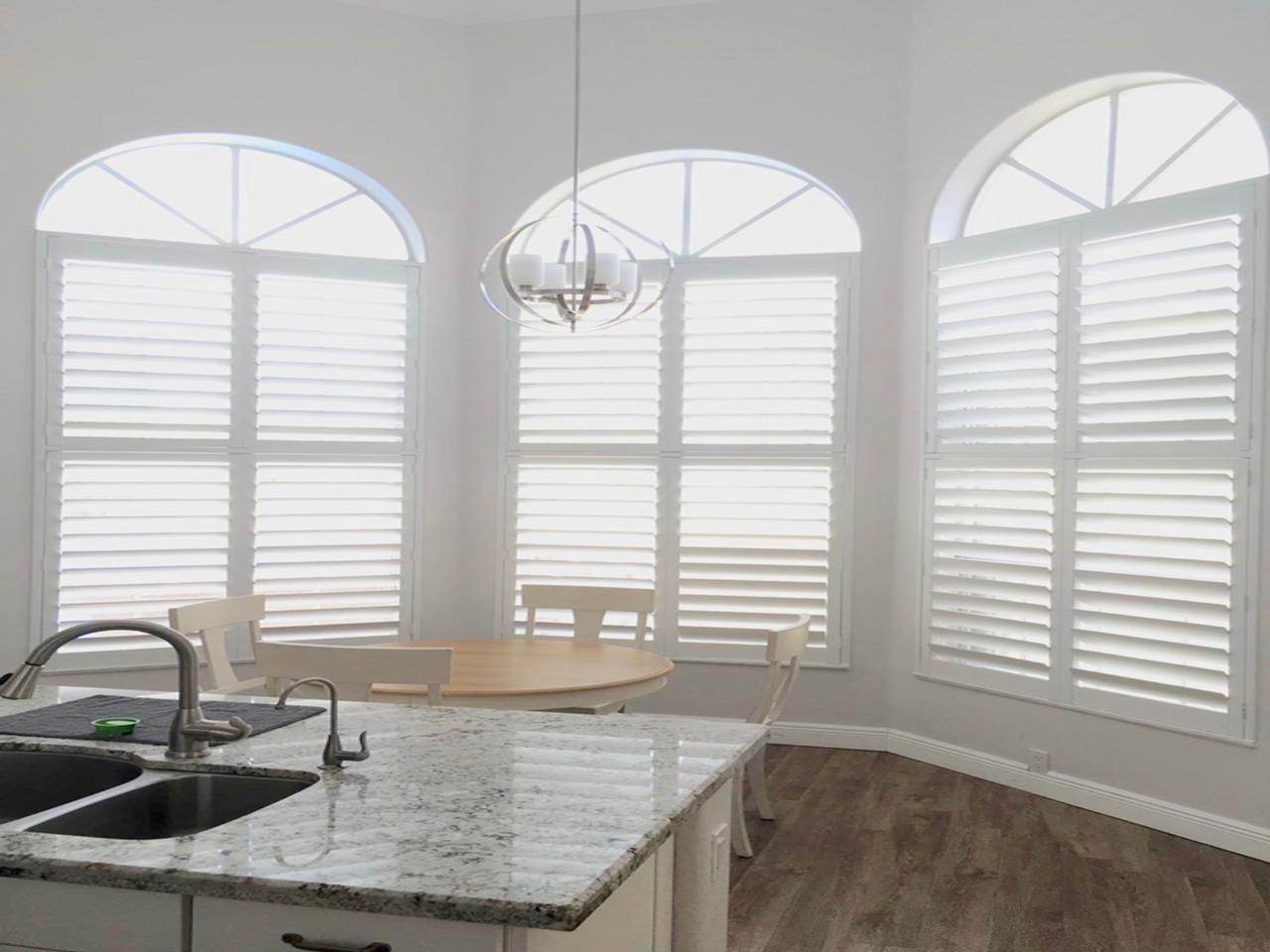 Kitchen dining nook with interior shutters