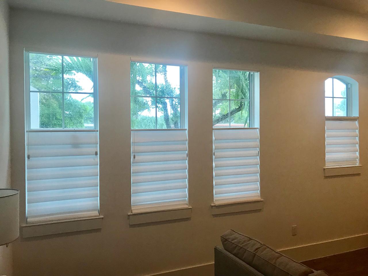 Vignette shades in living room