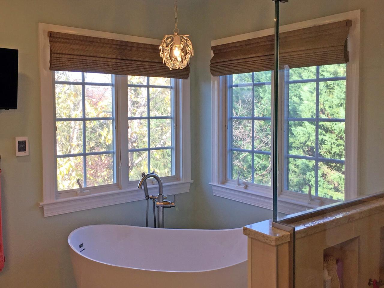 Provence Wood shades in bathroom