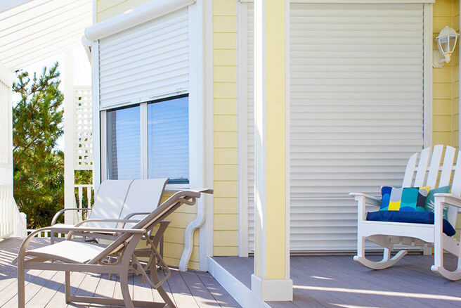 Louver Shop LouverStorm Shutters on a beach home