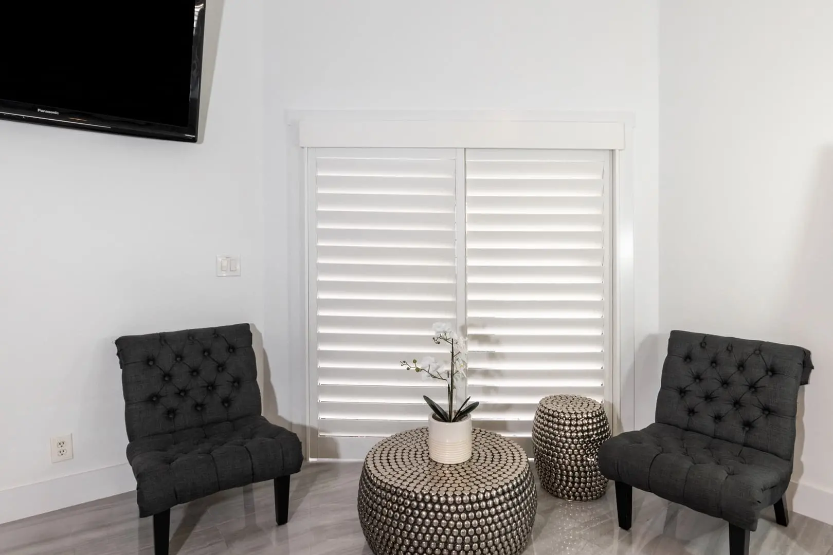 Classic Plantation Shutters in a seating area