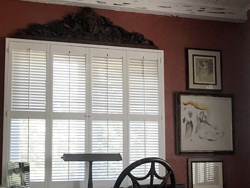 Heritage-DiningRoom-1 Traditional white plantation shutters
