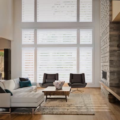 Bryson Canvas Open dual sheer shades in a living room
