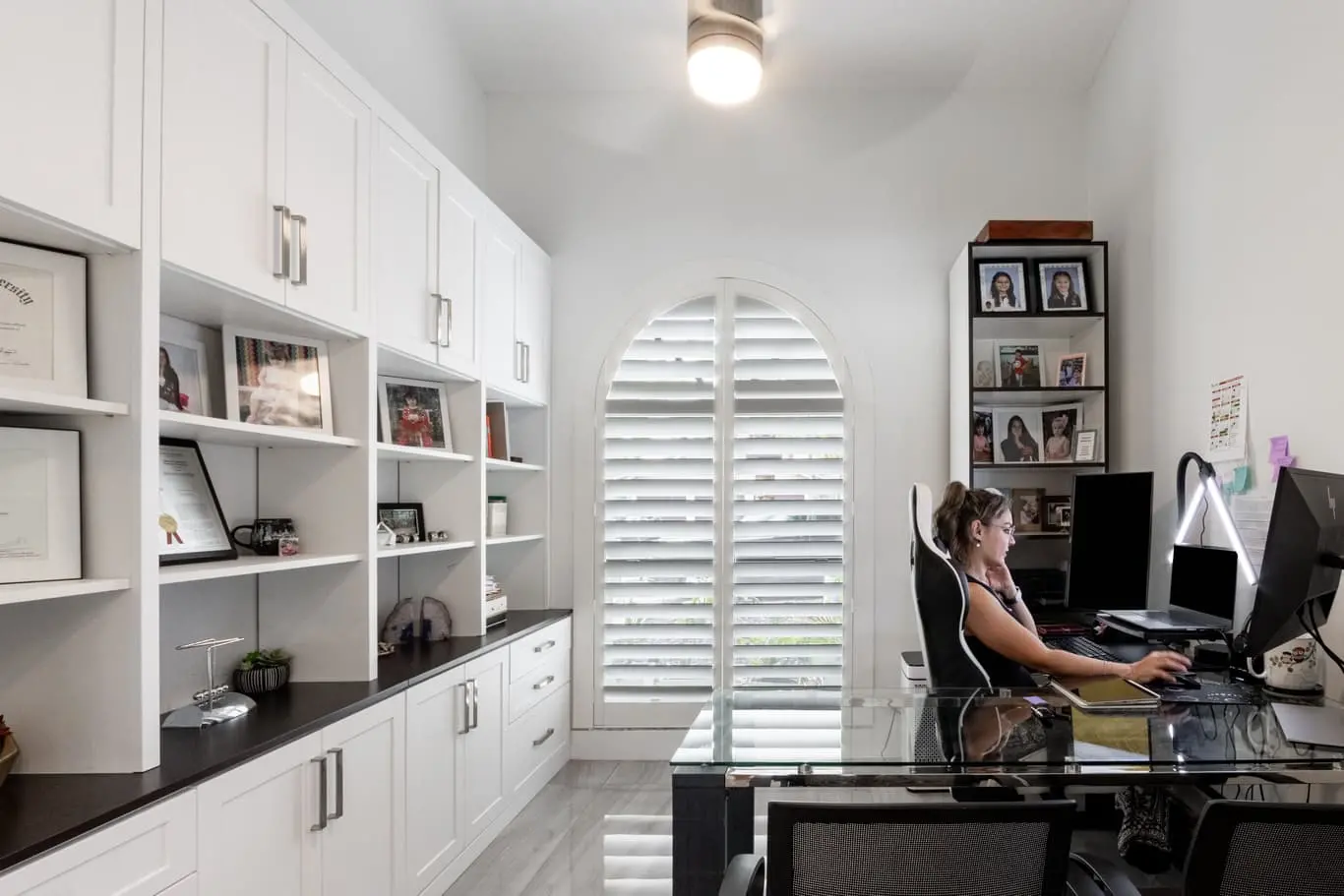 plantation shutters in a home office